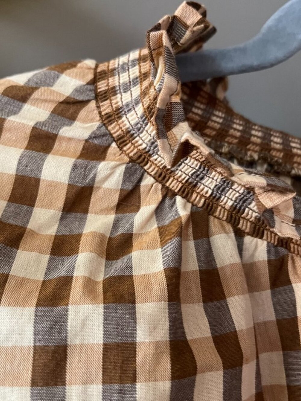 TOAST Gingham Cotton Smocked Blouse UK S/M oversized GUC - Picture 3 of 8